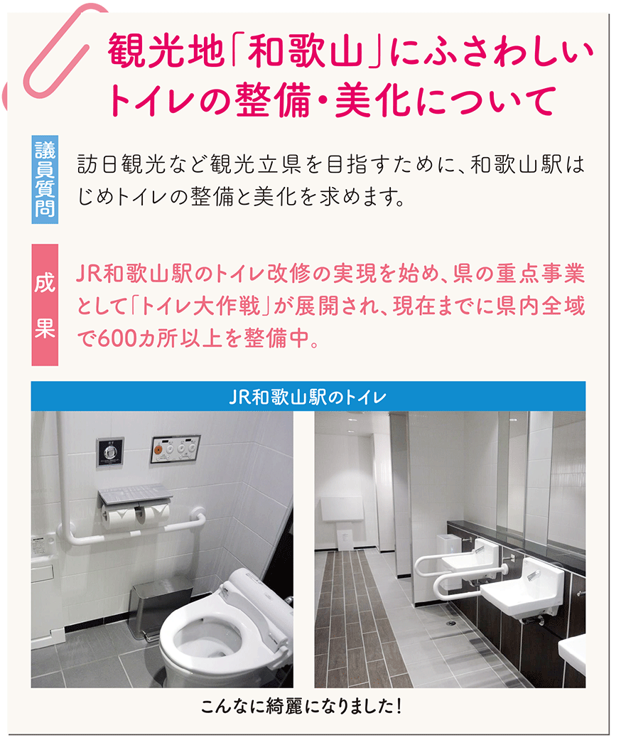 観光地「和歌山」にふさわしいトイレの整備・美化について