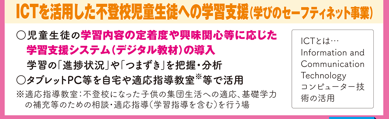 ICTを活用した不登校児童生徒への学習支援(学びのセーフティネット事業)