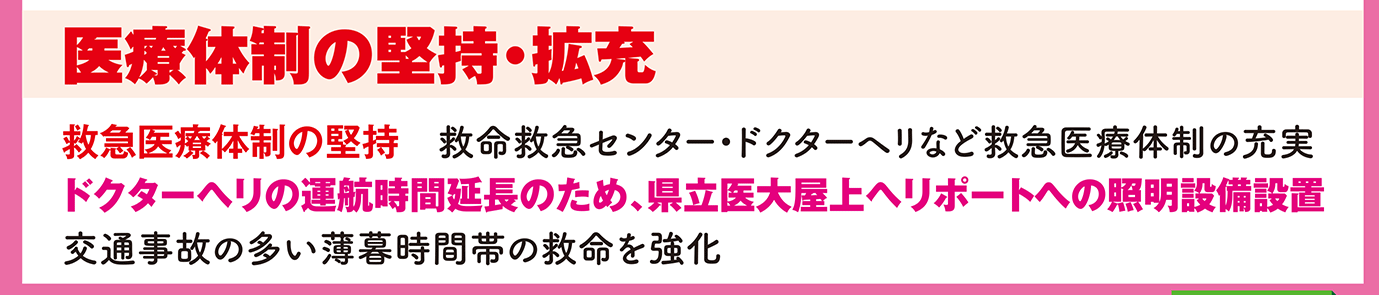 医療体制の堅持・拡充